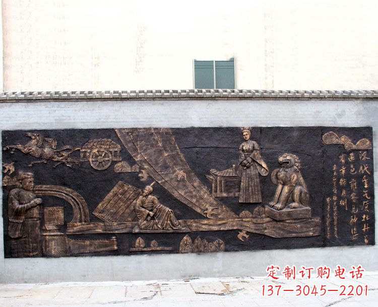 信阳“汉代重气质,牡丹留正色”中国传统文化浮雕壁画,玻璃钢仿铜园林墙壁装饰壁画