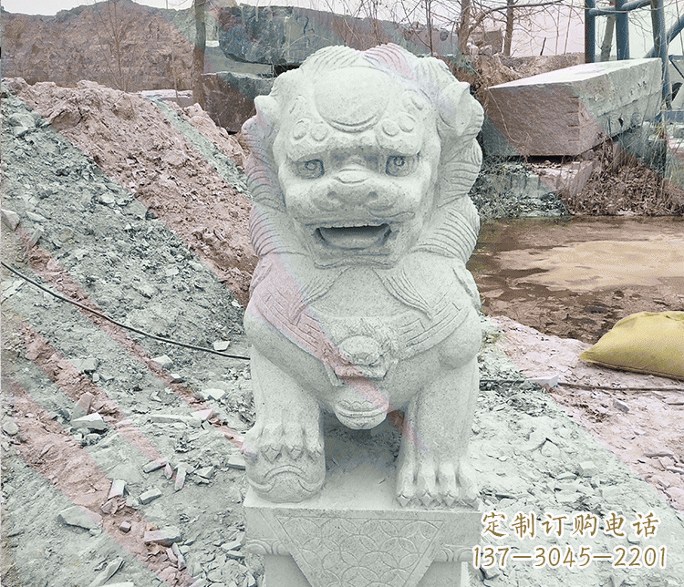 信阳公园踩绣球狮子动物石雕