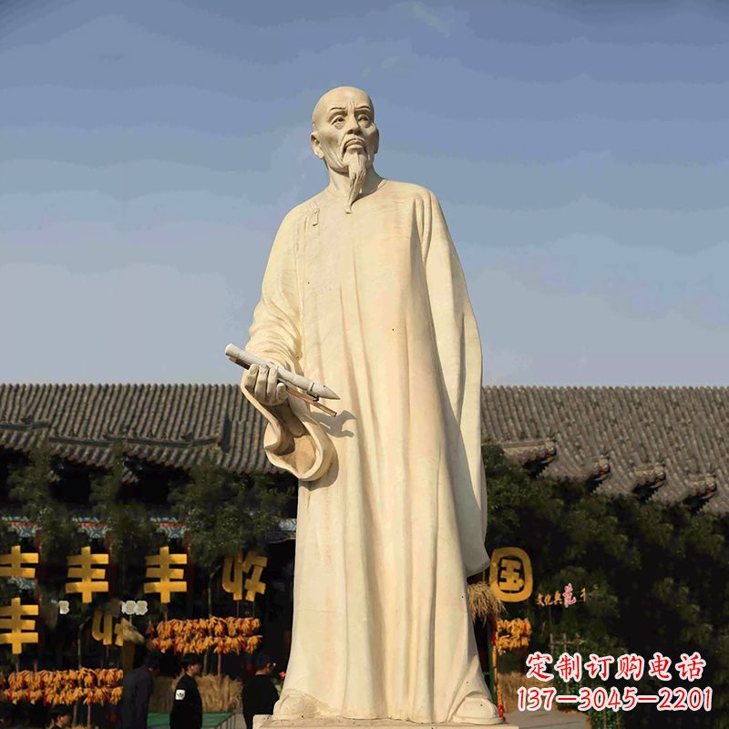 信阳清代书画家郑板桥石雕塑-中国历史名人汉白玉雕像