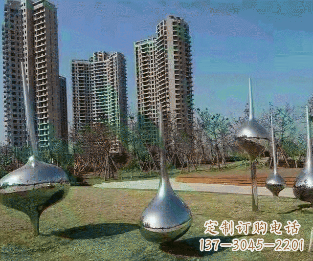 信阳小区不锈钢抽象陀螺雕塑