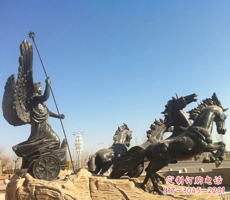 信阳阿波罗战车小区景观铜雕 (3)