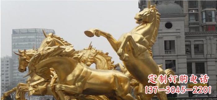 信阳八马奔腾铜雕马群