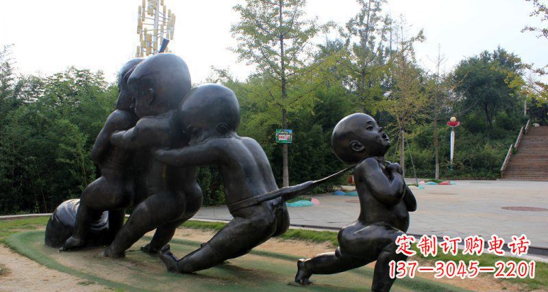 信阳拔萝卜的小孩街边景观铜雕