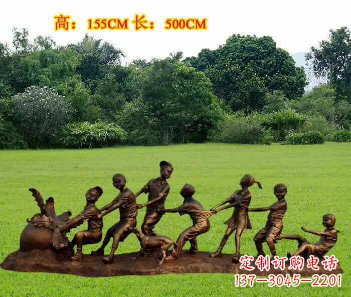 信阳拔萝卜人物铜雕1