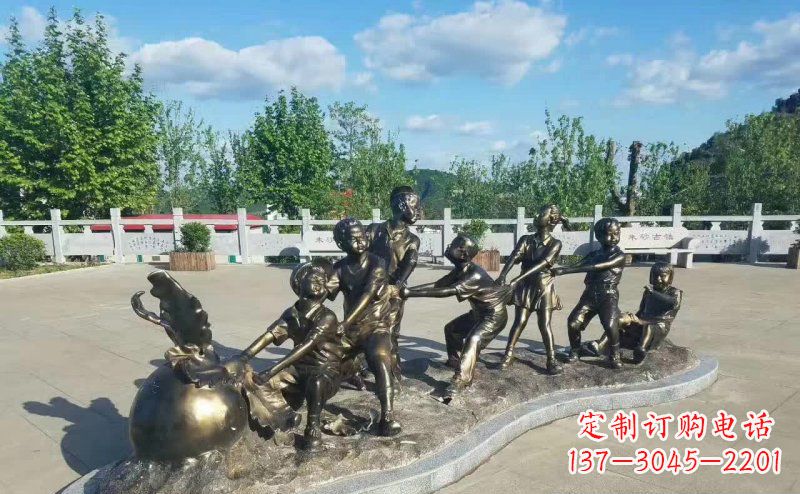 信阳拔萝卜人物铜雕 (2)