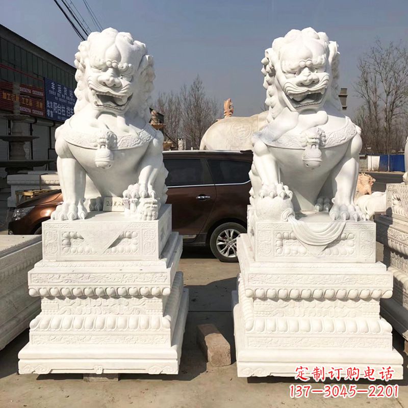 信阳新精美汉白玉狮子