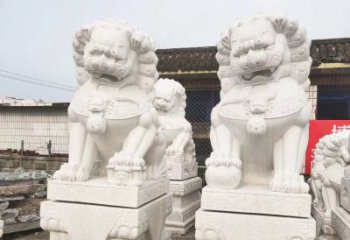 信阳3米高汉白玉狮子 镇宅 动物雕塑