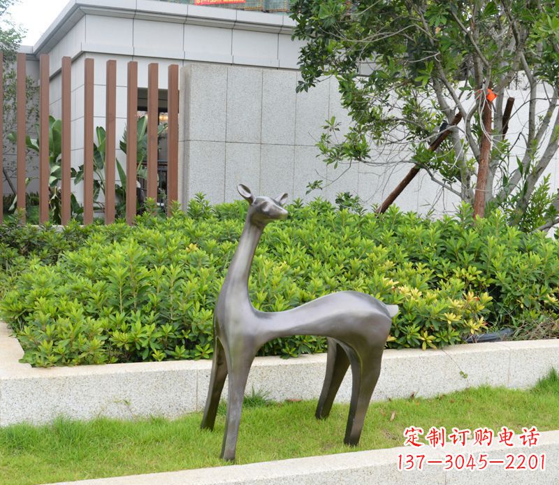 信阳别墅抽象小鹿铜雕
