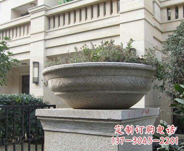 信阳别墅景观大理石花盆石雕 (5)