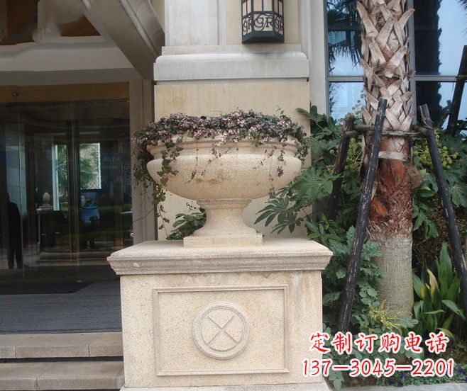 信阳别墅景观大理石花盆石雕 (6)