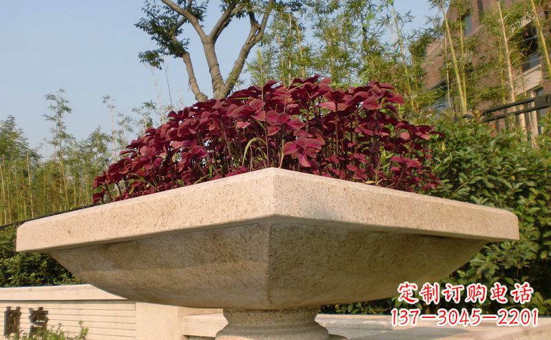 信阳别墅景观大理石花盆石雕_1