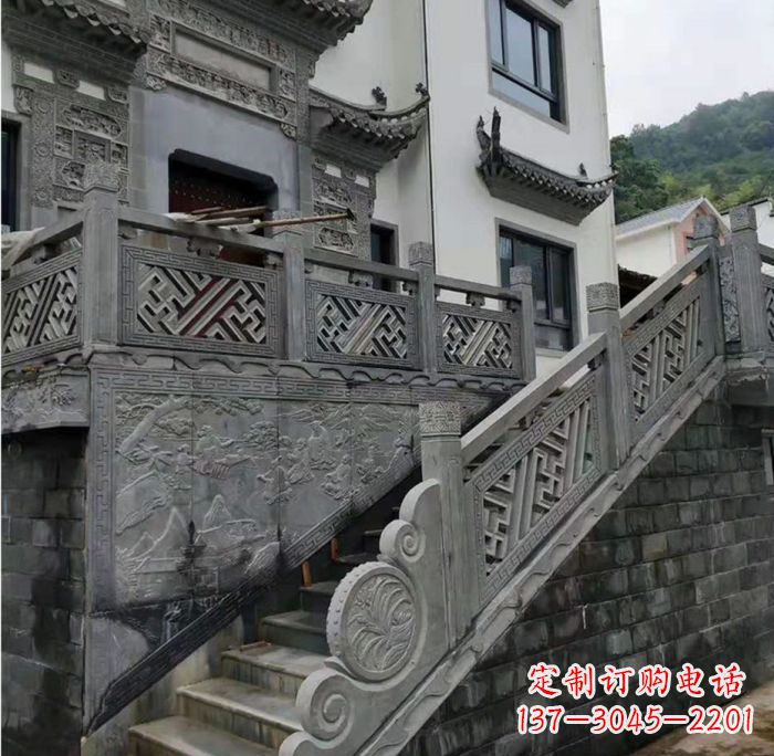 信阳别墅景观仿古石雕栏板_2