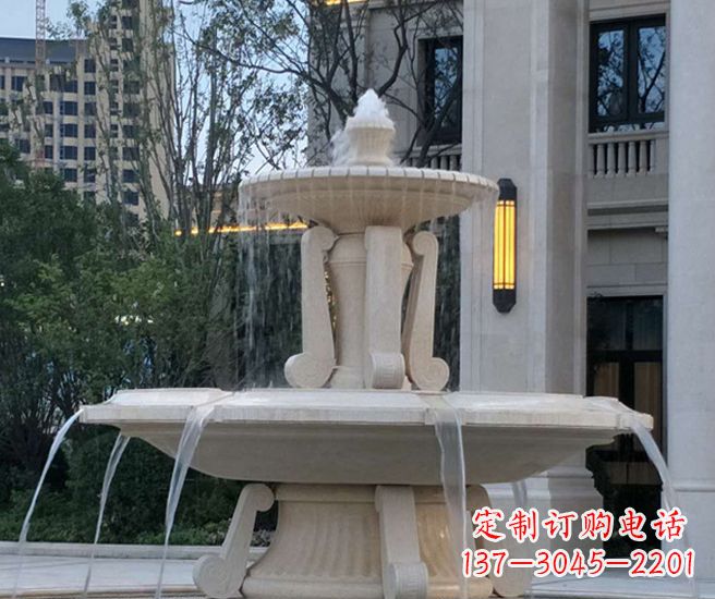 信阳别墅景观汉白玉喷泉石雕 (2)