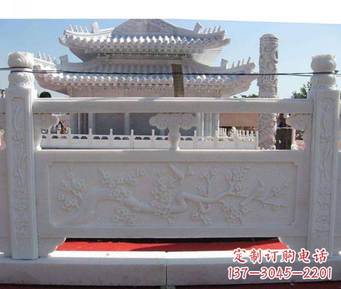 信阳别墅景观汉白玉石浮雕栏板