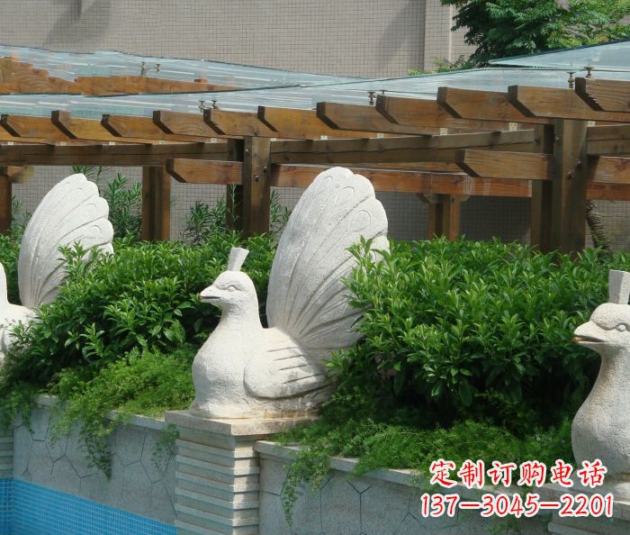 信阳别墅景观孔雀喷泉石雕