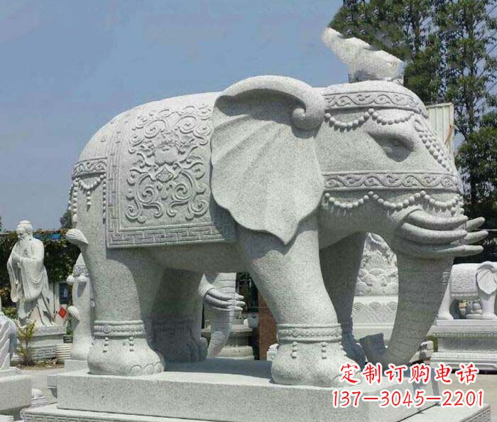信阳别墅景观缅甸大象石雕