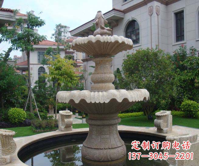 信阳别墅景观石雕多层喷泉雕塑