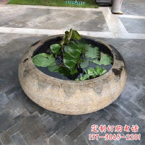 信阳别墅庭院仿古做旧石雕鱼缸