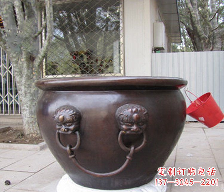 信阳招财进宝水缸铜雕塑摆件