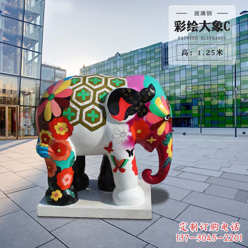 信阳玻璃钢彩绘大象雕像让大象变得更加活跃