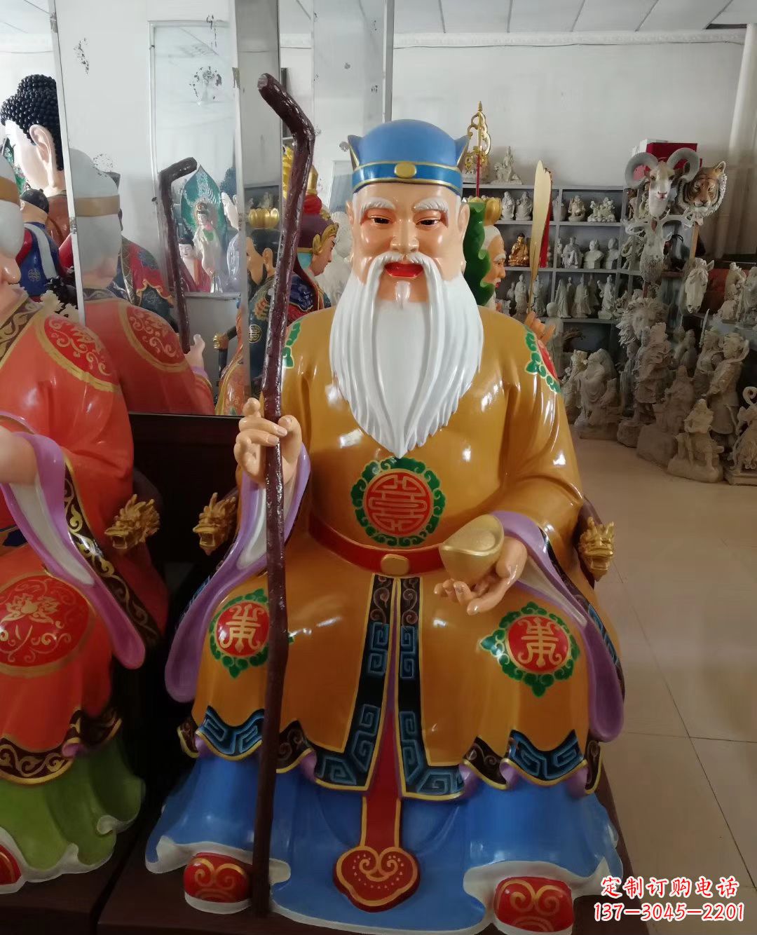 信阳玻璃钢彩绘土地公神像精美的艺术品