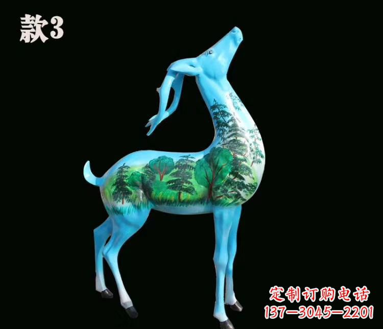 信阳玻璃钢彩绘艺术小鹿雕塑精美的艺术品