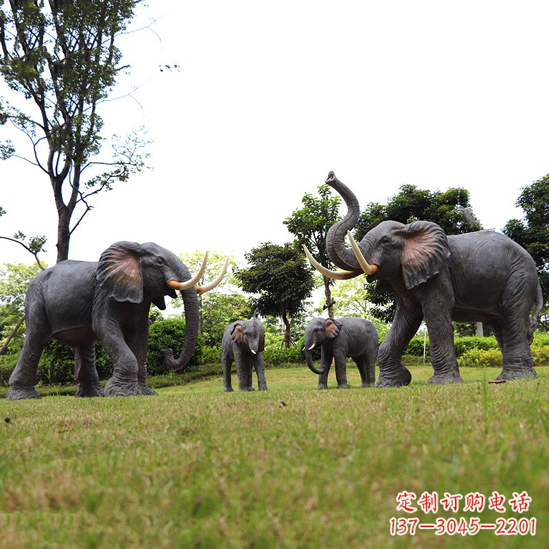 信阳玻璃钢大象雕塑传承古老文化,点缀园林景观