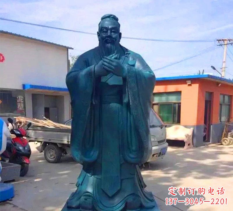 信阳玻璃钢仿青铜孔子雕塑传承中华文化