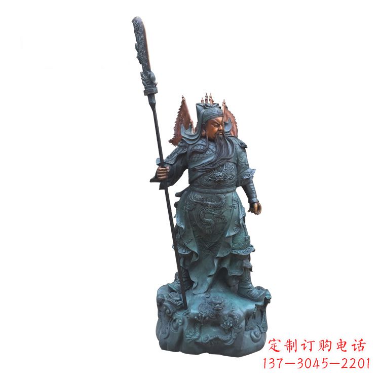 信阳玻璃钢仿铜彩绘关公像精美雕塑艺术品