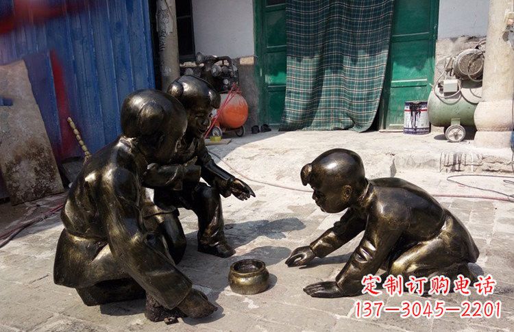 信阳精美玻璃钢仿铜斗蛐蛐儿童雕塑