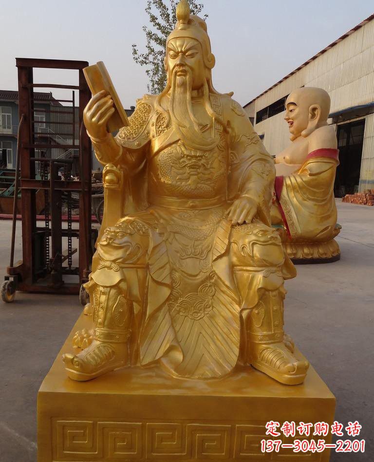 信阳玻璃钢仿铜关公雕塑——传承春秋精神