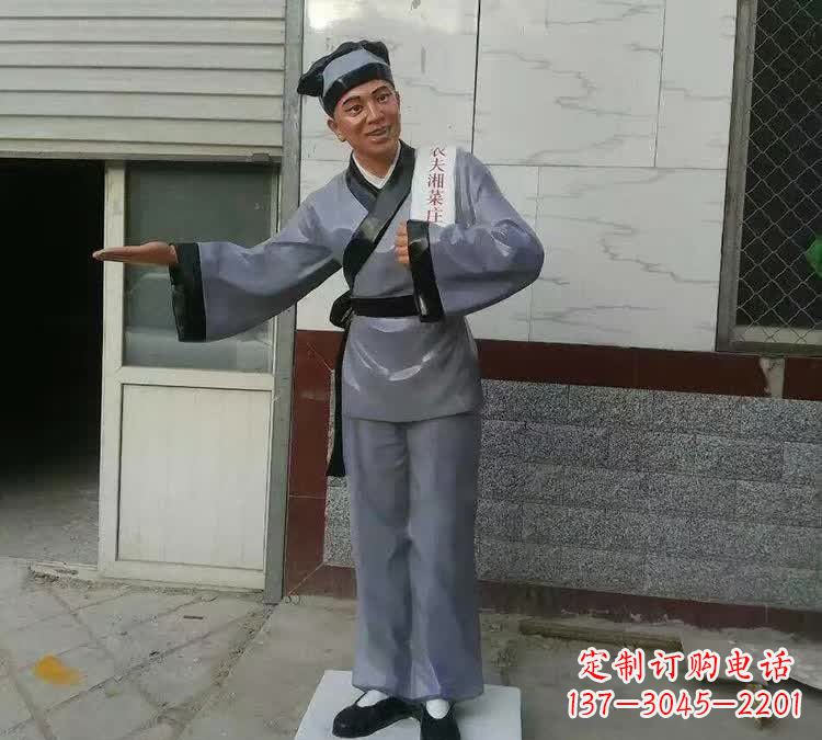 信阳精致玻璃钢店小二雕塑