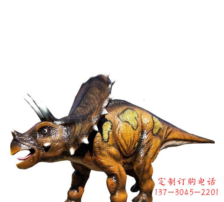 信阳玻璃钢仿真恐龙三角龙雕塑——古老动物的最佳再现