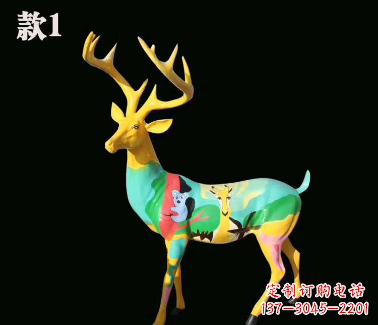 信阳玻璃钢梅花鹿雕塑