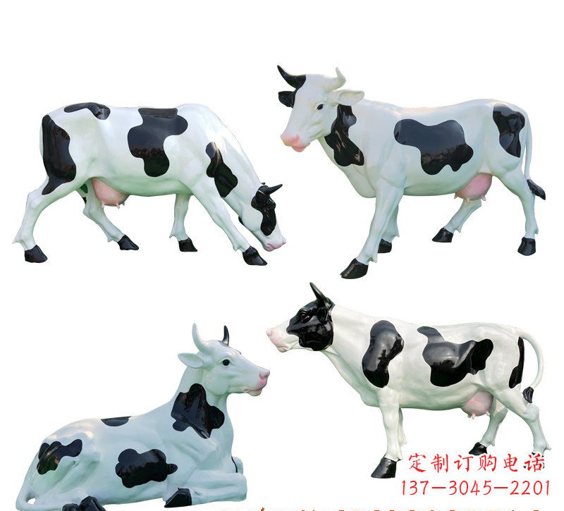 信阳玻璃钢仿真奶牛雕塑精美的艺术品
