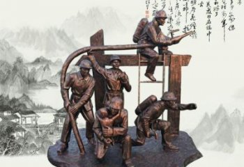 信阳玻璃钢仿铜消防员雕塑传承英雄豪情