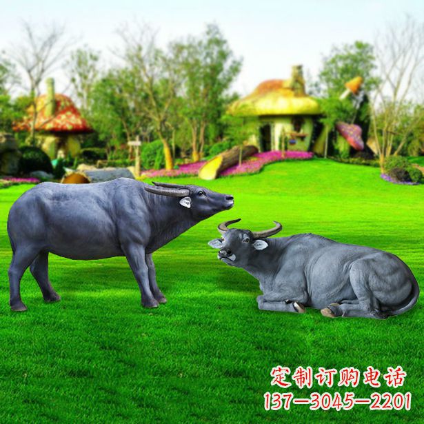 信阳玻璃钢水牛雕塑,复古农家院情怀