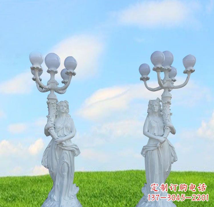 信阳美女雕塑玻璃钢西方美女路灯的艺术精髓