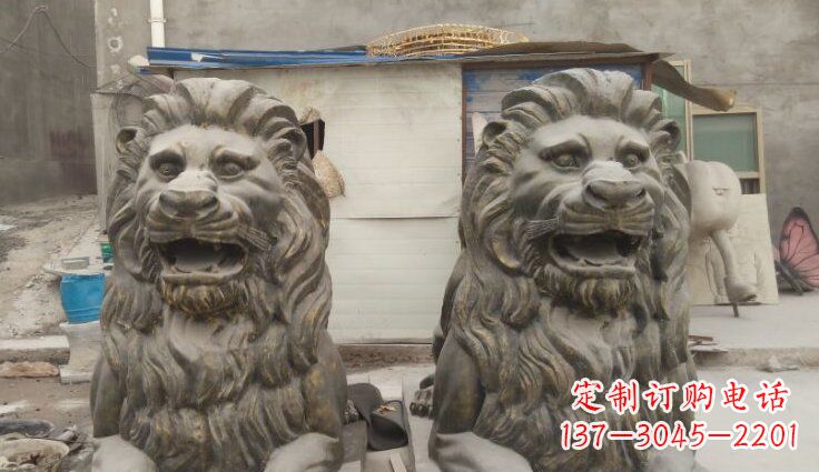 信阳玻璃钢西洋趴狮仿铜动物雕塑