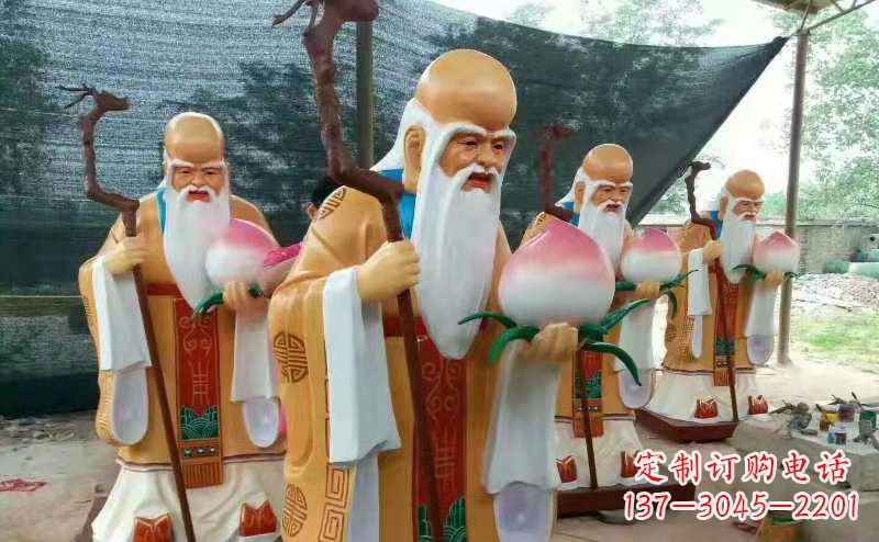 信阳玻璃钢宗教庙宇神像彩绘老寿星雕塑