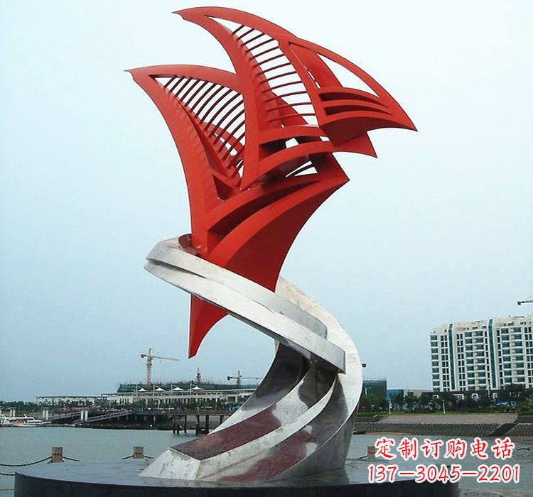 信阳不锈钢彩色帆船雕塑
