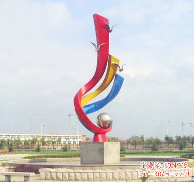 信阳不锈钢彩色海鸥海浪雕塑——美丽传承