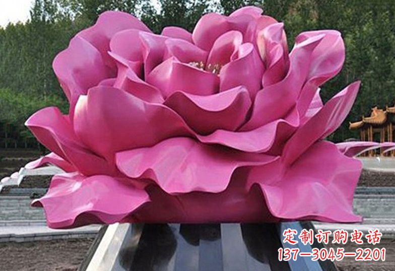 信阳不锈钢彩色牡丹花雕塑美丽的艺术品