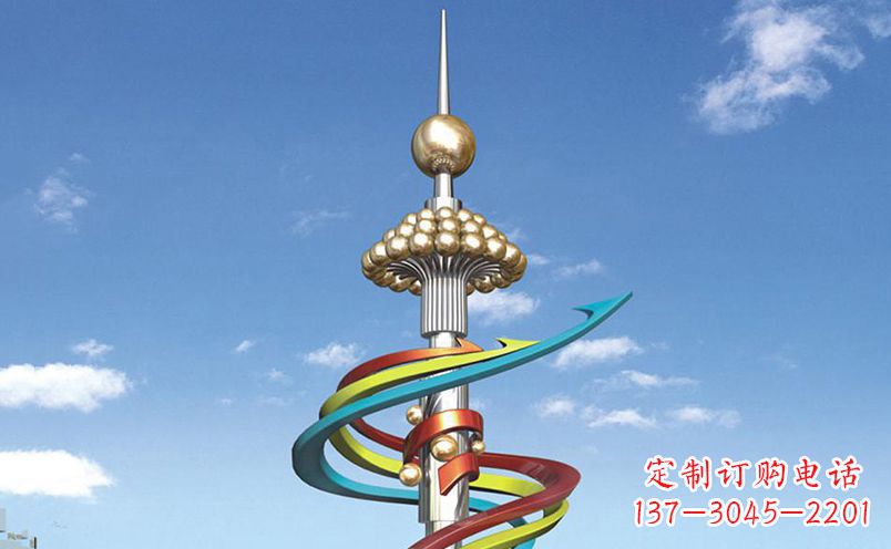 信阳不锈钢飘带彩色雕塑——缤纷空间的艺术美学