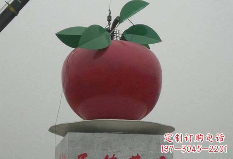 信阳不锈钢城市大型苹果雕塑象征着城市繁荣