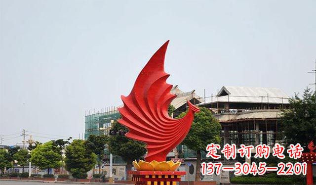 信阳不锈钢凤凰雕塑象征着城市繁荣