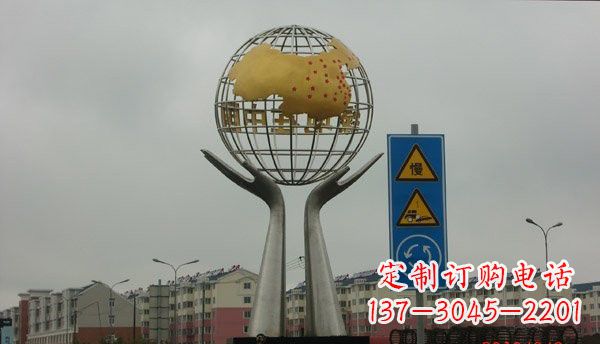 信阳不锈钢城市景观中的地球雕塑