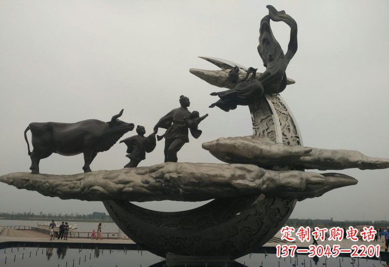 信阳不锈钢牛郎织女雕塑传说中的爱情