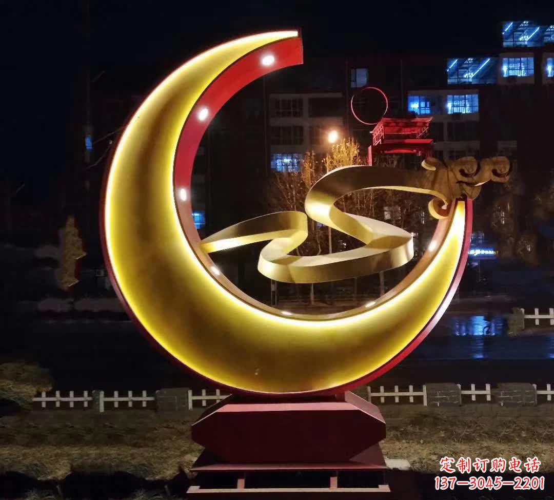 信阳绚丽的不锈钢月亮雕塑