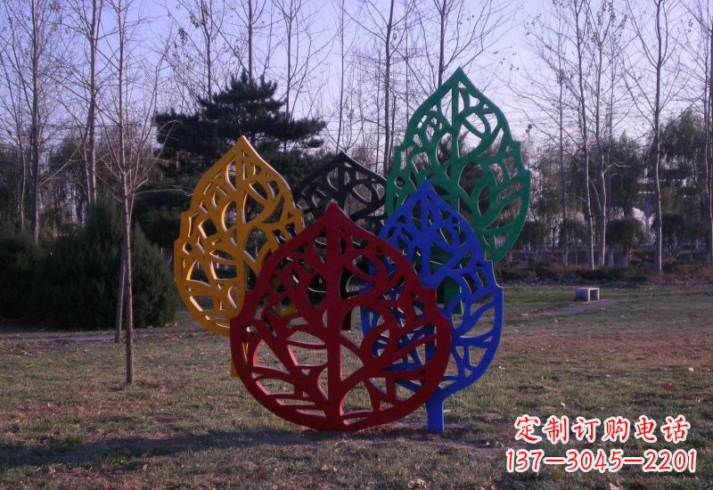信阳精美不锈钢树叶雕塑